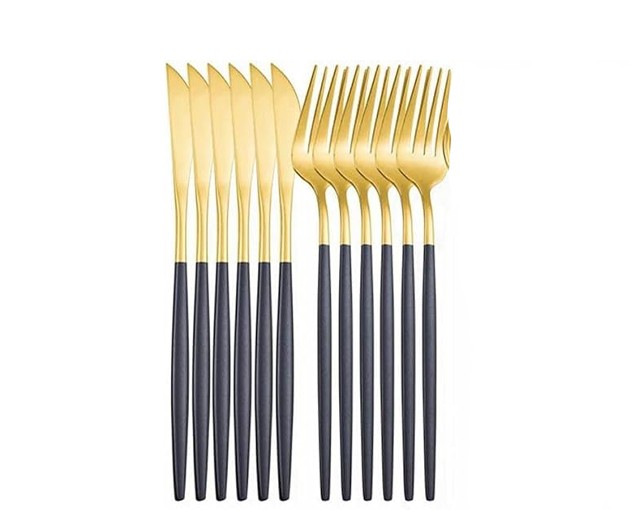 დანა ჩანგლების ნაკრები შავი-ოქროსფერი 24 ცალიანი